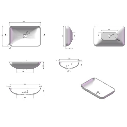 plan de toilette suspendu SDVP6L et vasque rectangulaire SDVP4