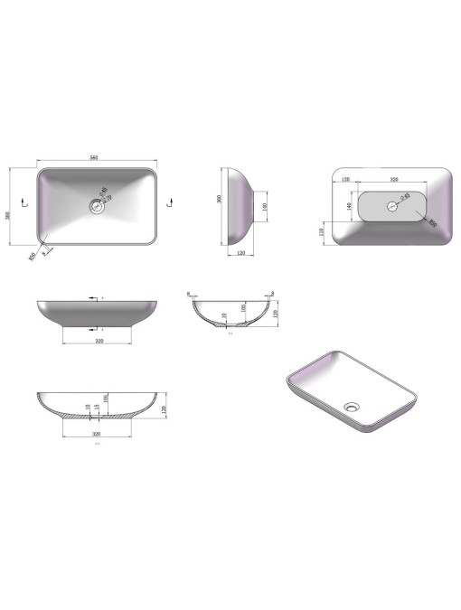 Dimensions de la vasque SDVP5