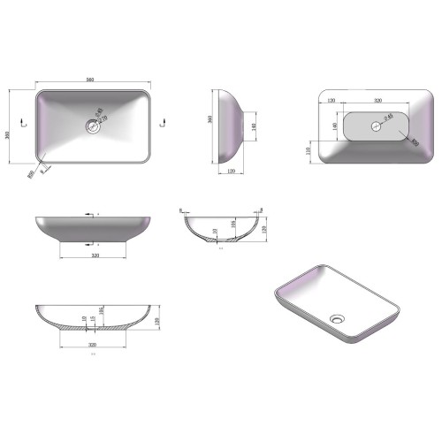 Ensemble plan de toilette et vasque rectangulaire SDVP7L+SDVP5
