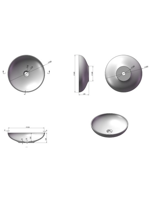 Plan et dimensions de la vasque SDVP3