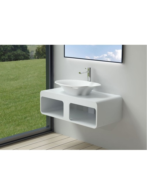 Plan de toilette et vasque en solid surface SDK52 + SDV45-N