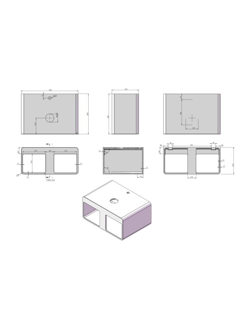 Plan et dimensions ensemble plan de toilette SDK54