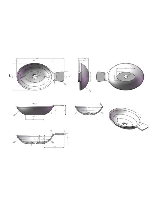 Plan et dimensions de la vasque SDV11