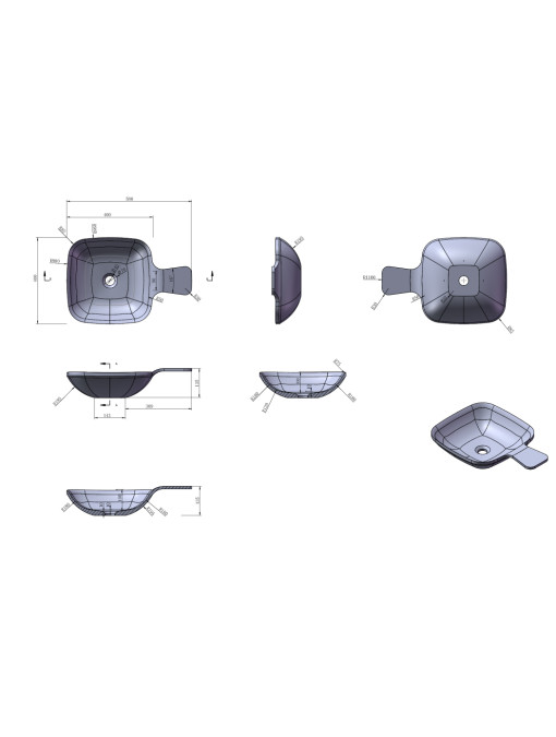 Plan et dimensions de la vasque SDV13