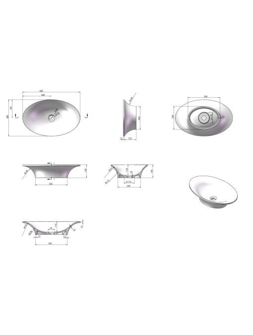 Plan et dimensions de la vasque SDV31