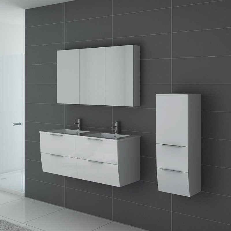 Ensemble de salle de bain double vasque LIVOURNE blanc ...