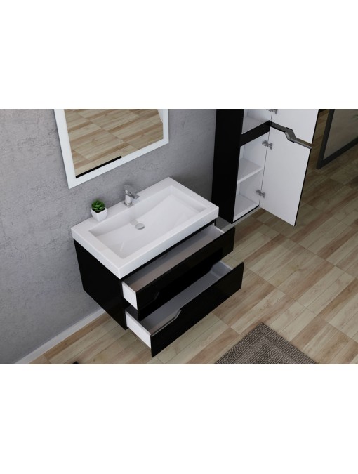 Meuble de salle de bain pratique et moderne CALABRO 800 Noir