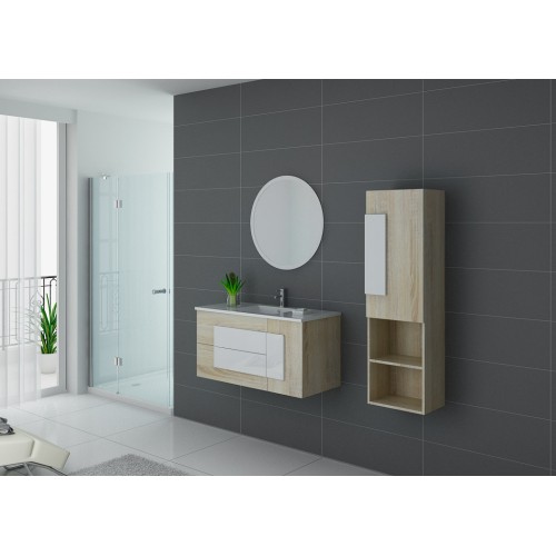 Meuble de salle de bain simple vasque scandinave et blanc Castello 1000