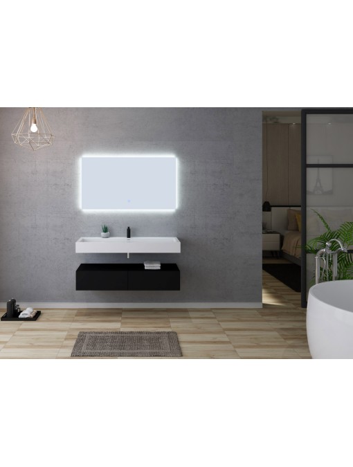 Salle de bain AVELLINO-1200N blanc et noir mat