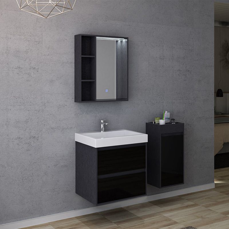 Meuble de salle de bain avec vasque 60 cm, ensemble de salle de bain noir  Brianza