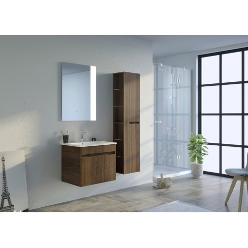 Ensemble de salle de bain compact BOVALINO 600 Chêne Foncé