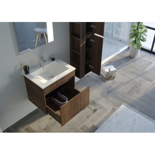 Ensemble de salle de bain compact BOVALINO 600 Chêne Foncé