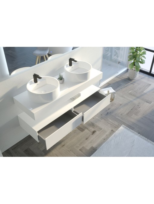 Meuble double vasques de salle de bain MANCIANO 1400