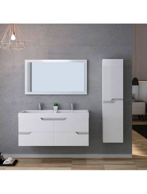 Meuble de salle de bain double vasque CALABRO 1200 Blanc