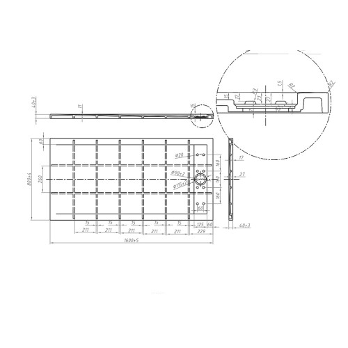 Receveur de douche en Gel coat ALICANTE Noir 160x80cm