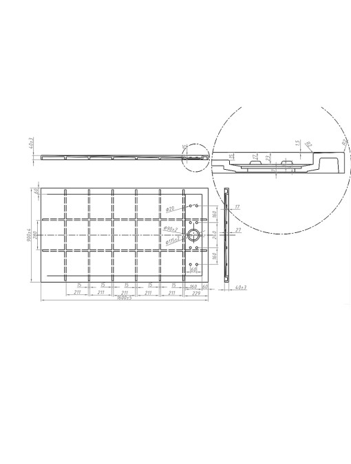 Plan receveur ALICANTE Graphite 160x90cm