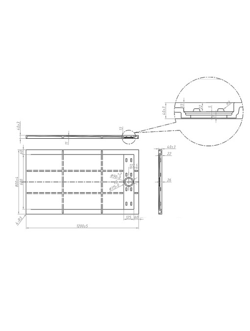 Plan receveur ALICANTE Noir 120x80cm