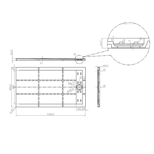 Receveur de douche en Gel coat ALICANTE Blanc 140x80cm