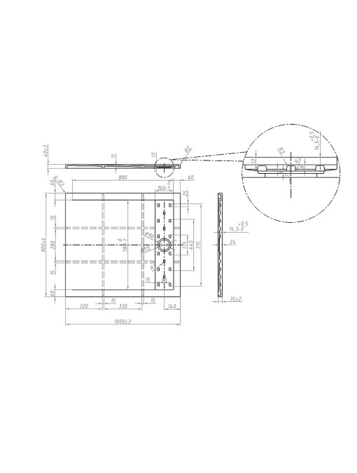 Plan receveur ALICANTE Graphite 100x90cm