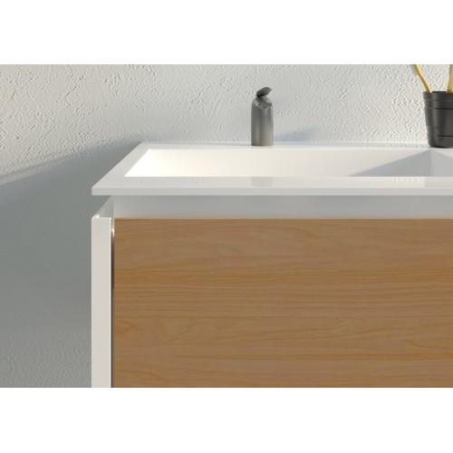 Meuble de salle de bain Fabrizia 1200 Bois naturel et Blanc