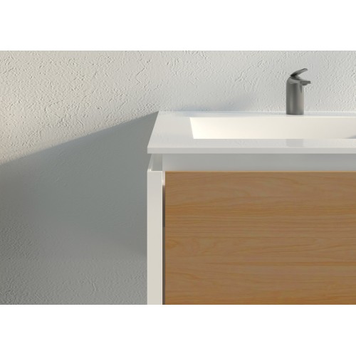 Meuble de salle de bain Fabrizia 1400 Bois naturel et Blanc