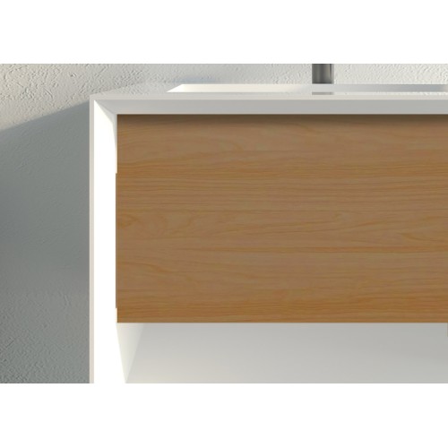 Meuble de salle de bain Piazza 1400 Bois naturel et Blanc