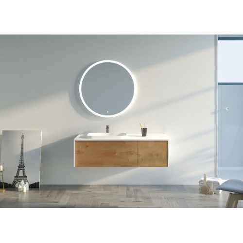 Meuble de salle de bain Mazzeo 1200 Bois naturel et Blanc