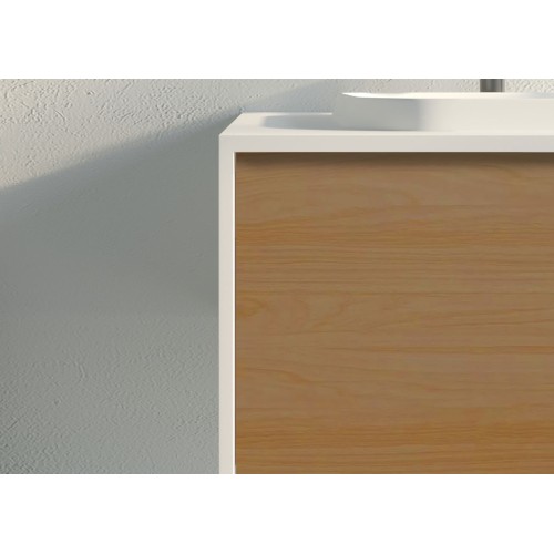 Meuble de salle de bain Mazzeo 1200 Bois naturel et Blanc