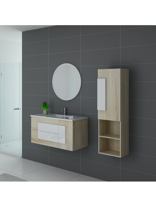 Meuble de salle de bain simple vasque scandinave et blanc Castello 1000