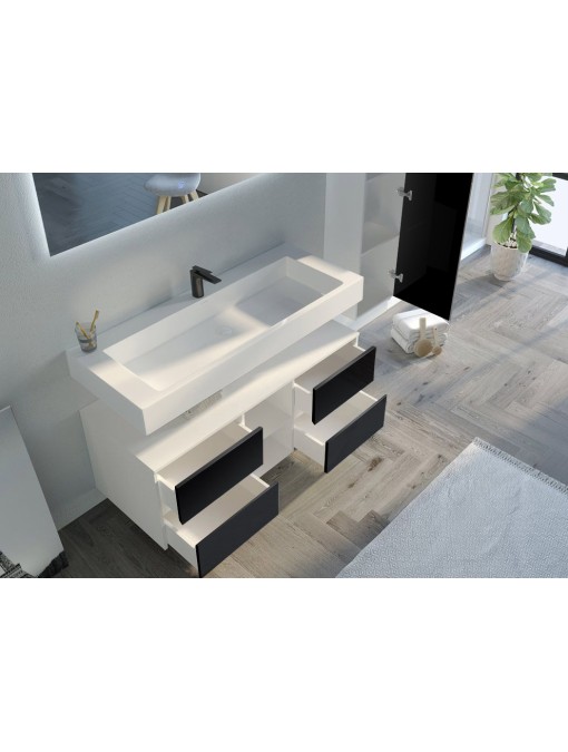Vasque large pour Meuble de salle de bain VISENZA 1200 Noir