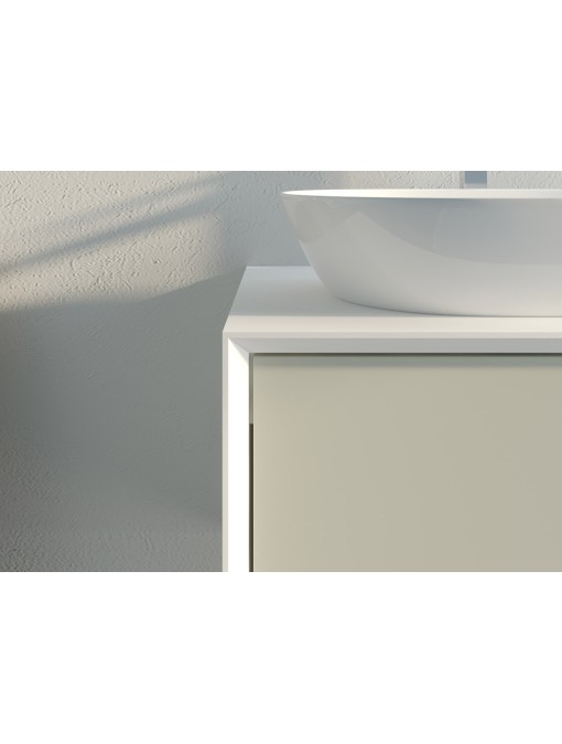 Meuble de salle de bain Bellano 1400 Beige galet et Blanc