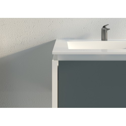 Meuble de salle de bain Fabrizia 1400 Gris béton et Blanc