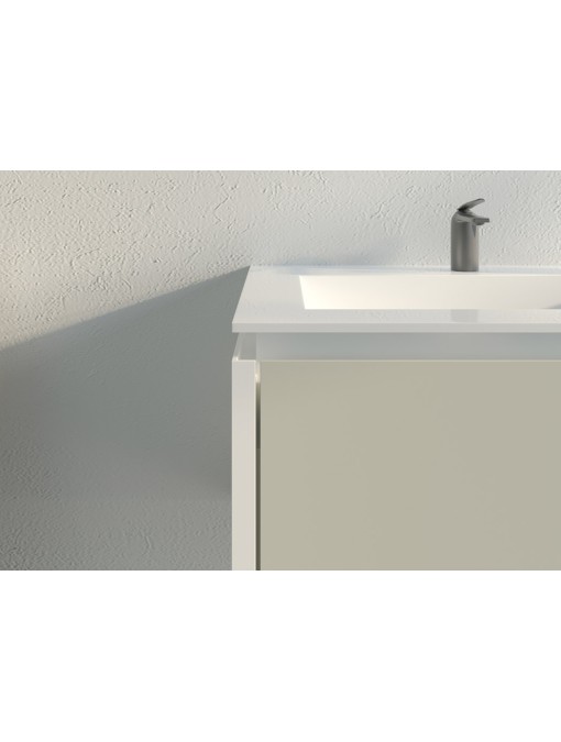 Meuble de salle de bain Fabrizia 1400 Beige galet et Blanc