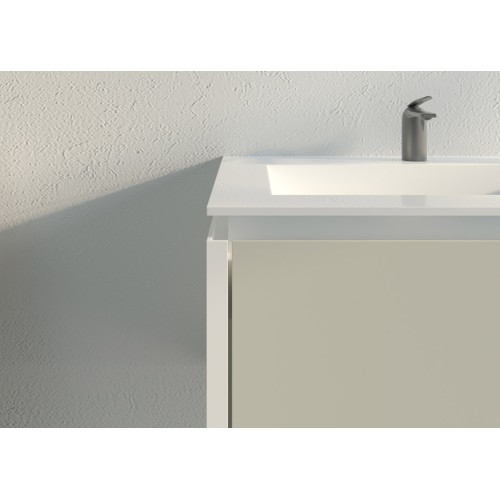 Meuble de salle de bain Fabrizia 1400 Beige galet et Blanc