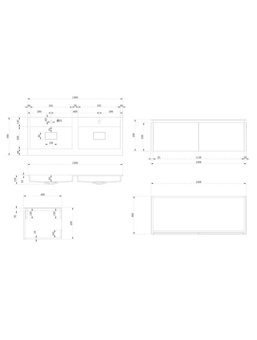 Meuble de salle de bain Fabrizia 1200 Bois naturel et Blanc