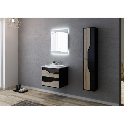 Meuble de salle de bain simple vasque URBINO 600 Scandinave et Noir