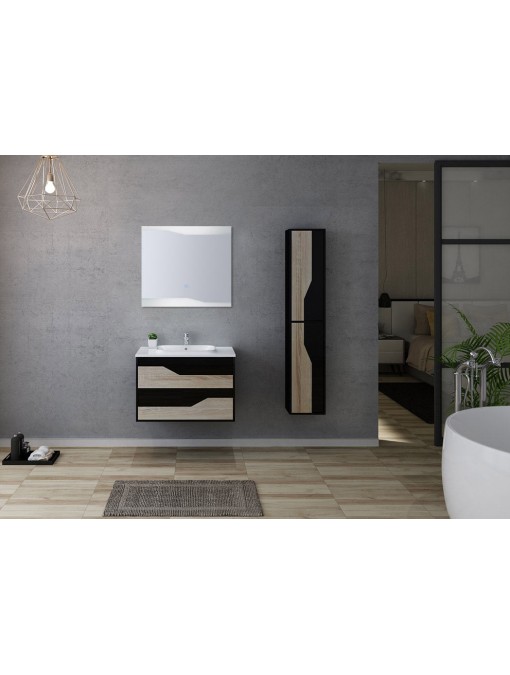 Ensemble meubles de salle de bain noir URBINO 800