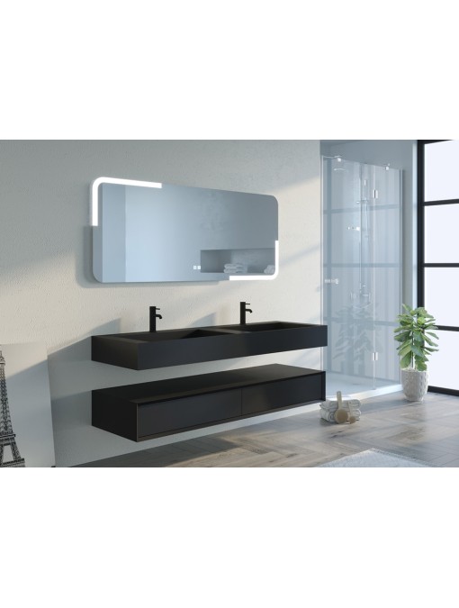 Meuble de salle de bain FLORENTINO 160cm Noir mat