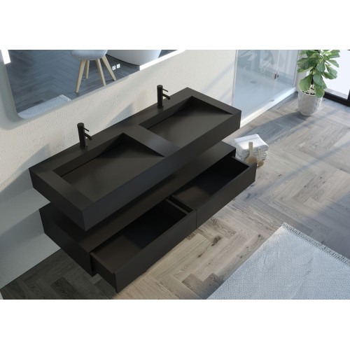 Meuble de salle de bain FLORENTINO 140cm Noir mat