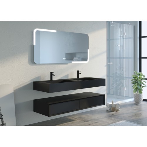 Meuble de salle de bain FLORENTINO 140cm Noir mat