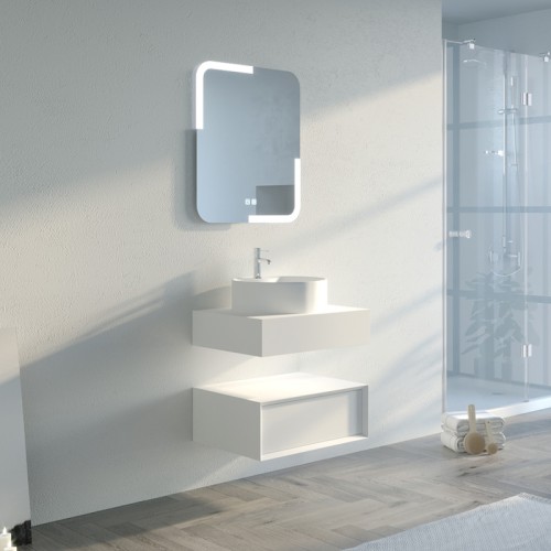 Meuble simple vasque de salle de bain FABRIANO 600 blanc