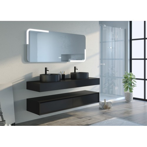 Meuble large et double vasque FABRIANO 1600 Noir mat