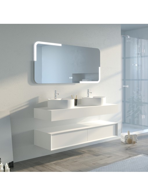 Magnifique Meuble de salle de bain FABRIANO 1400 blanc mat