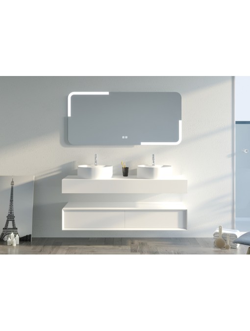 Meuble lumineux de salle de bain FABRIANO 1400 blanc