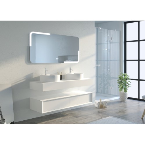 Magnifique Meuble de salle de bain FABRIANO 1400 blanc mat