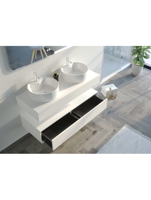 Grand tiroir Meuble de salle de bain FABRIANO 1200 Blanc mat