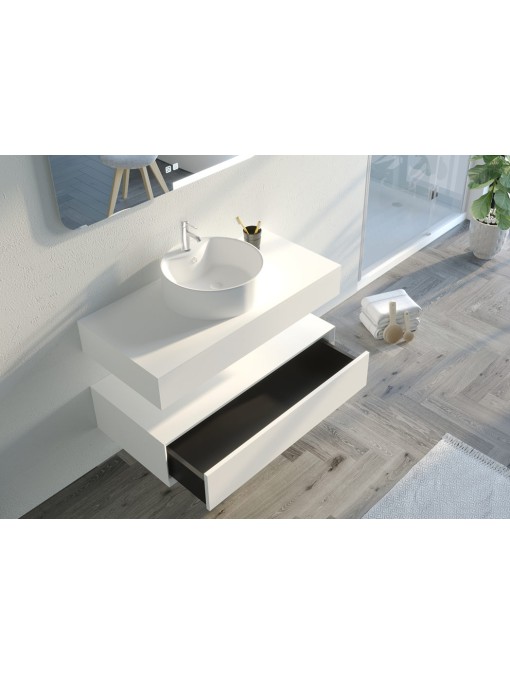 1 tiroir pour Meuble de salle de bain FABRIANO 1000 Blanc mat