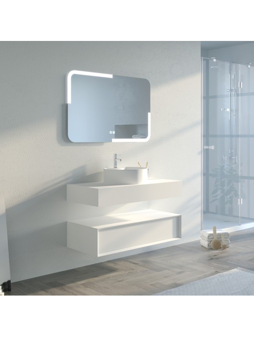 Meuble lumineux pour de salle de bain | FABRIANO 1000 Blanc mat