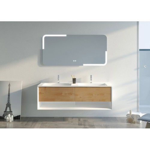 Meuble de salle de bain Portofino 1400 Blanc et Bois Naturel