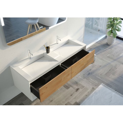 Meuble de salle de bain Portofino 1400 Blanc et Bois Naturel